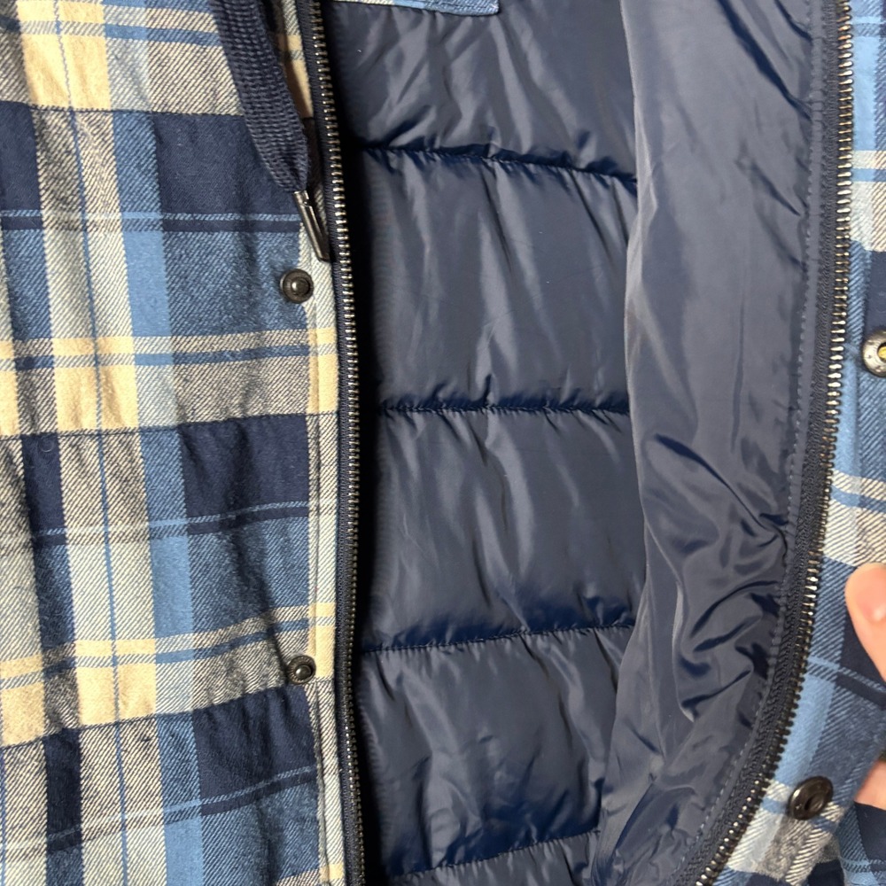 Levis Mens Blue Plaid Quilted Hooded Flannel Shirt Jacket Insulated Size Medium - Picture 6 of 12